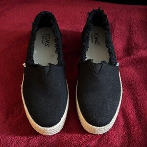 TOMS Women's Black Espadrille Slip-Ons